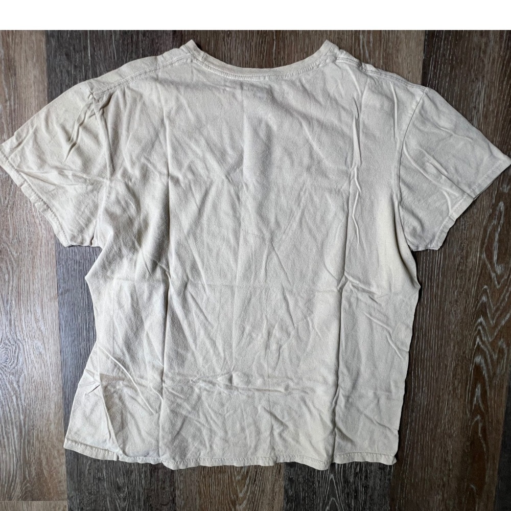 MTV Graphic T-Shirt Mens Large Tan Beige Basquiat Style Crown Logo Tee - Picture 5 of 6